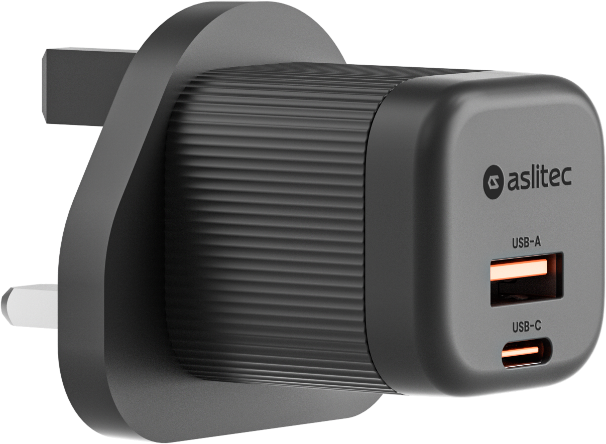 شاحن aslitec VexoraGaN بقدرة 35 واط – شاحن GaN فاخر بمنفذي USB-A و USB-C