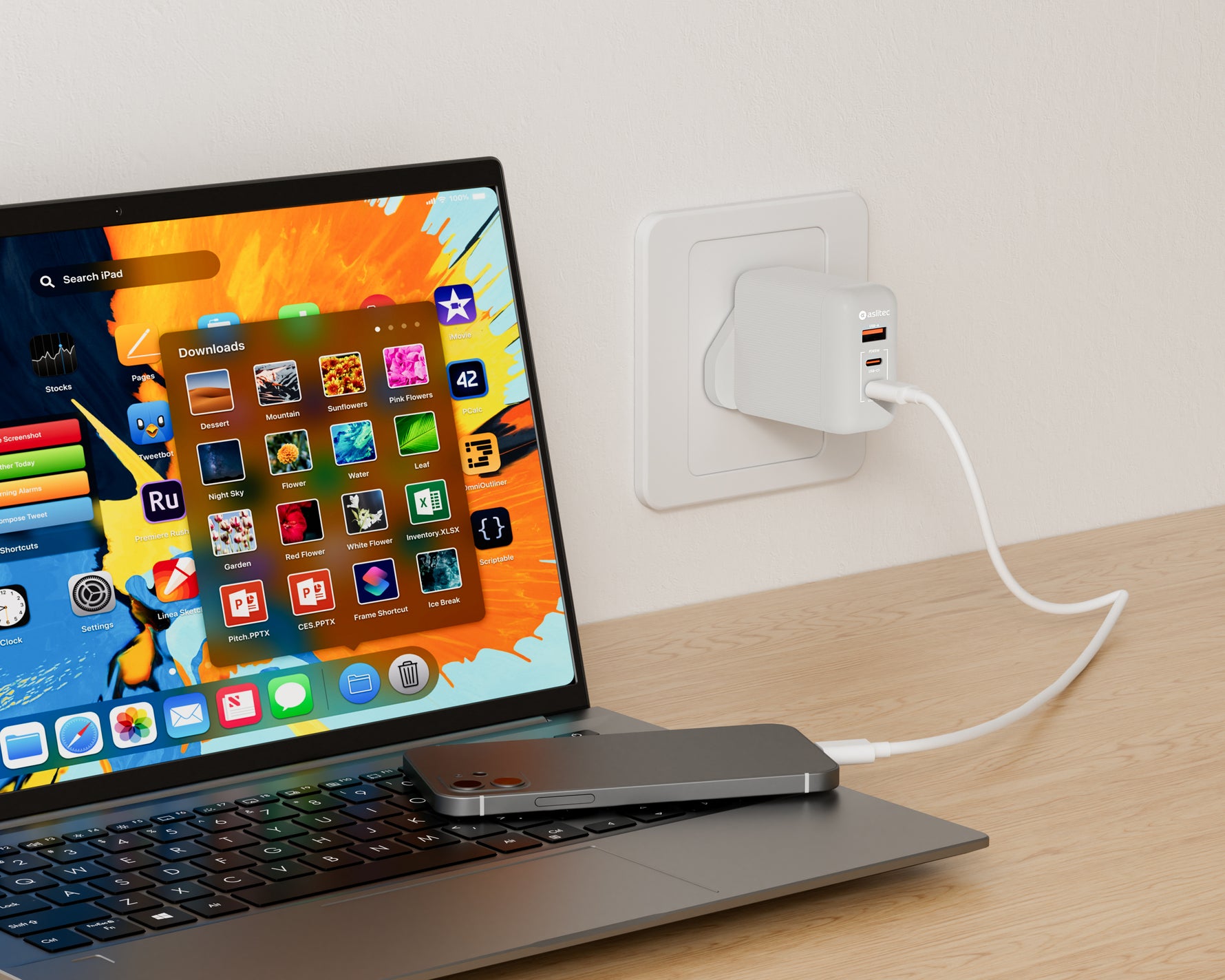 شاحن aslitec VexoraGaN بقدرة 35 واط – شاحن GaN فاخر بمنفذي USB-A و USB-C