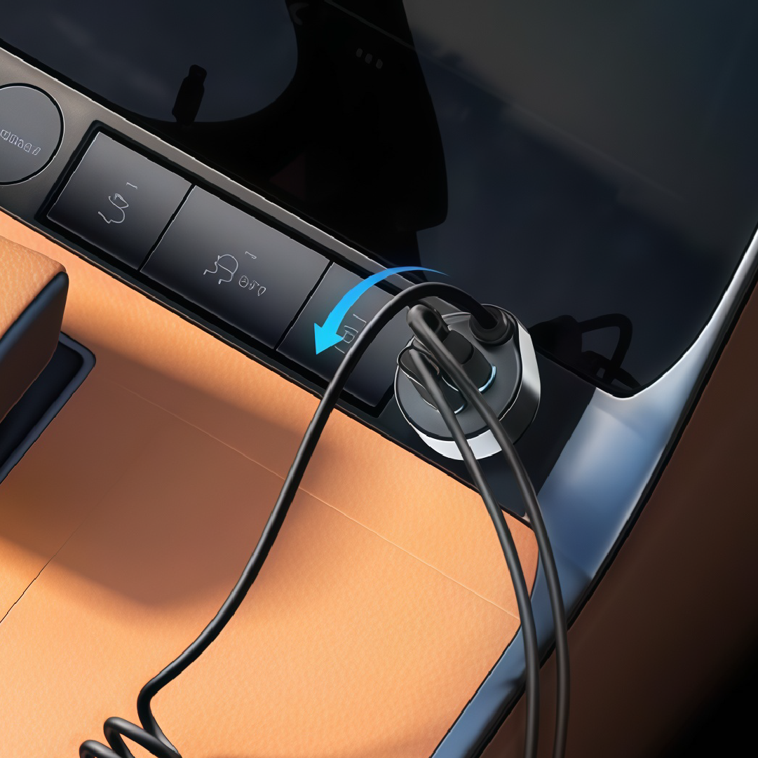 LZEL PulseCharge Pro3 50W Dual Port - USB C PD & USB A - Car Charger with Built in Cables