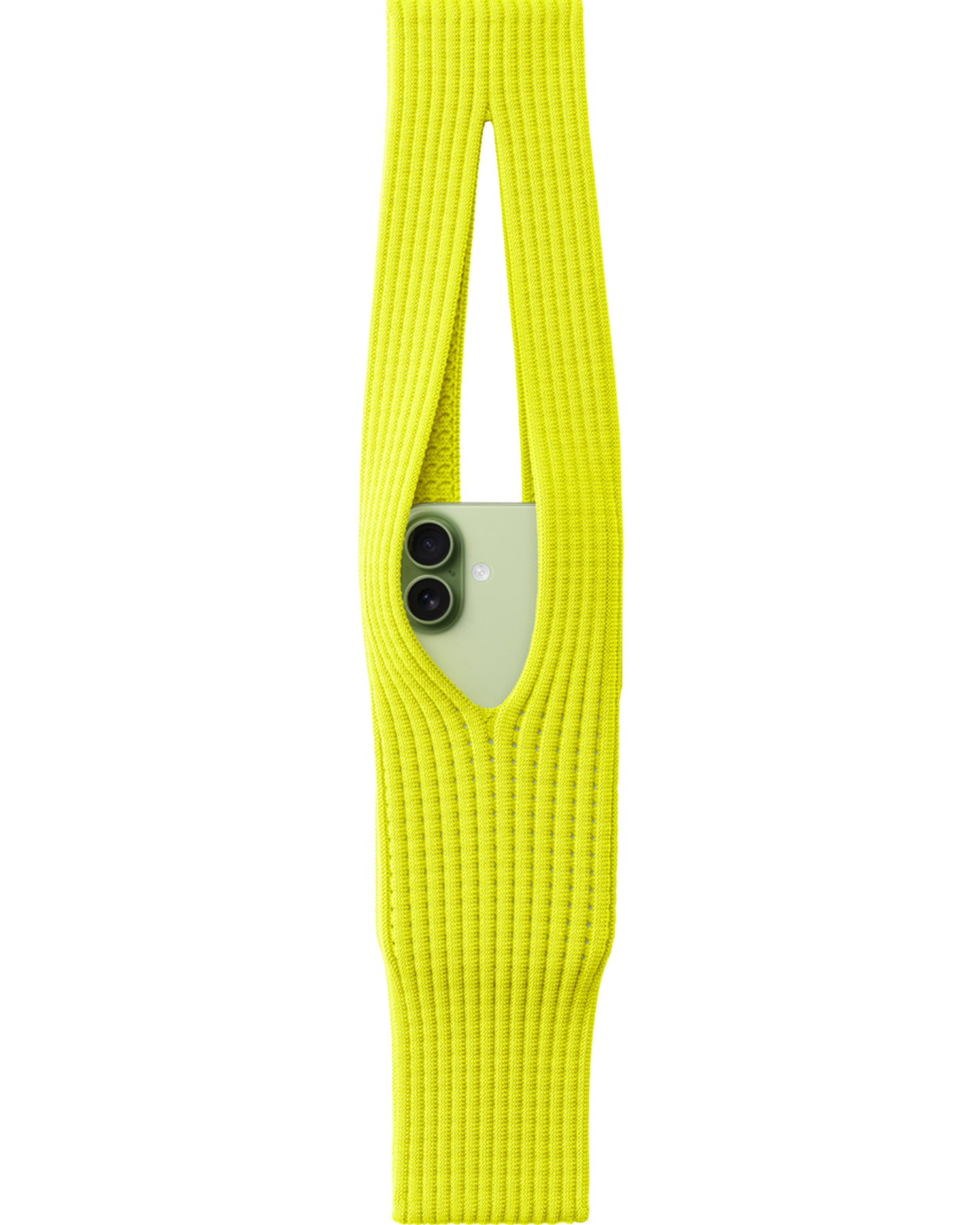 Phone Pocket with Strap – Stretch Knit Wearable iPhone Holder 40 cm | Lemon