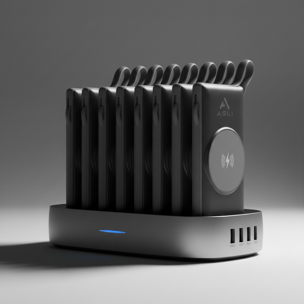 محطة الطاقة المحمولة من أسلي جلوبال 10000 مللي أمبير  × 8 تدعم الشحن اللاسلكي|أسود