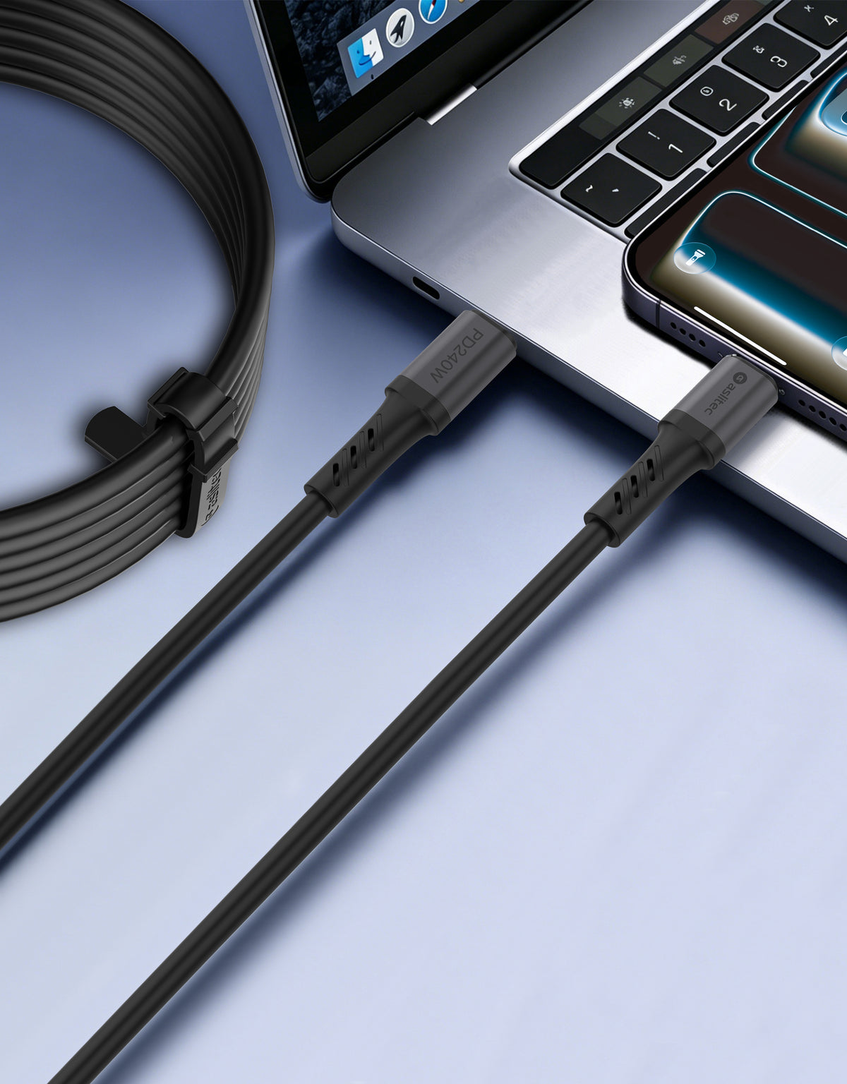 كيبل Aslitec GRAPHENEX  للشحن السريع ونقل البيانات بقدرة 240 واط – USB-C إلى USB-C