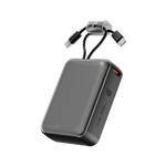 90 Percent Primcore Neo 22.5W Dual Built-In Cables Power Bank Powerdelivery | Qc 3.0 | Usb-C & Usb-A, And With Lightning | Gray