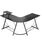 GAMEON L-Shaped Slayer I Series Gaming Desk (Size: 129*129*74cm & Table top 80*46cm) With Headset Hook, Cup Holder & Accessories Stand | Black