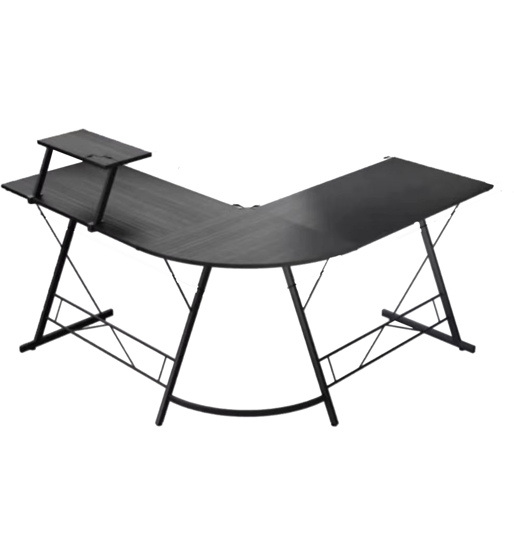 GAMEON L-Shaped Slayer I Series Gaming Desk (Size: 129*129*74cm & Table top 80*46cm) With Headset Hook, Cup Holder & Accessories Stand | Black