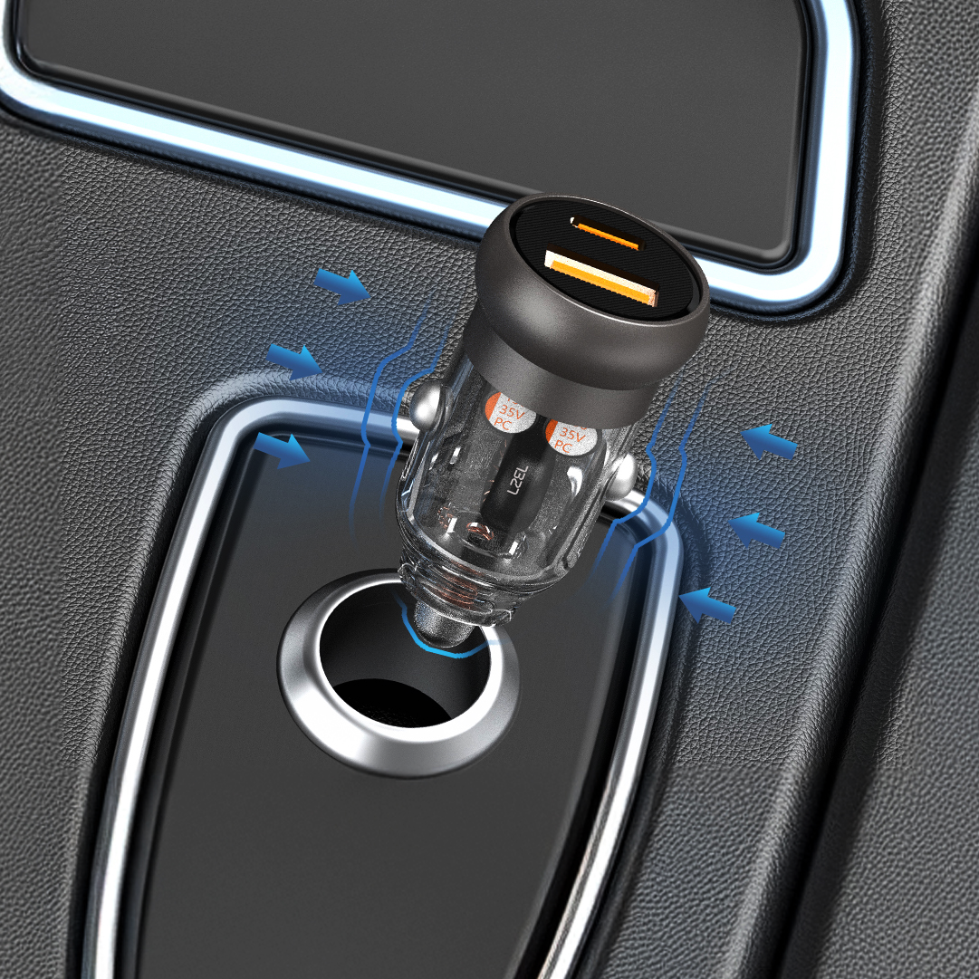 LZEL PulseCharge Mini Dual-Port Car Charger 35W – USB-C PD & USB-A QC3.0