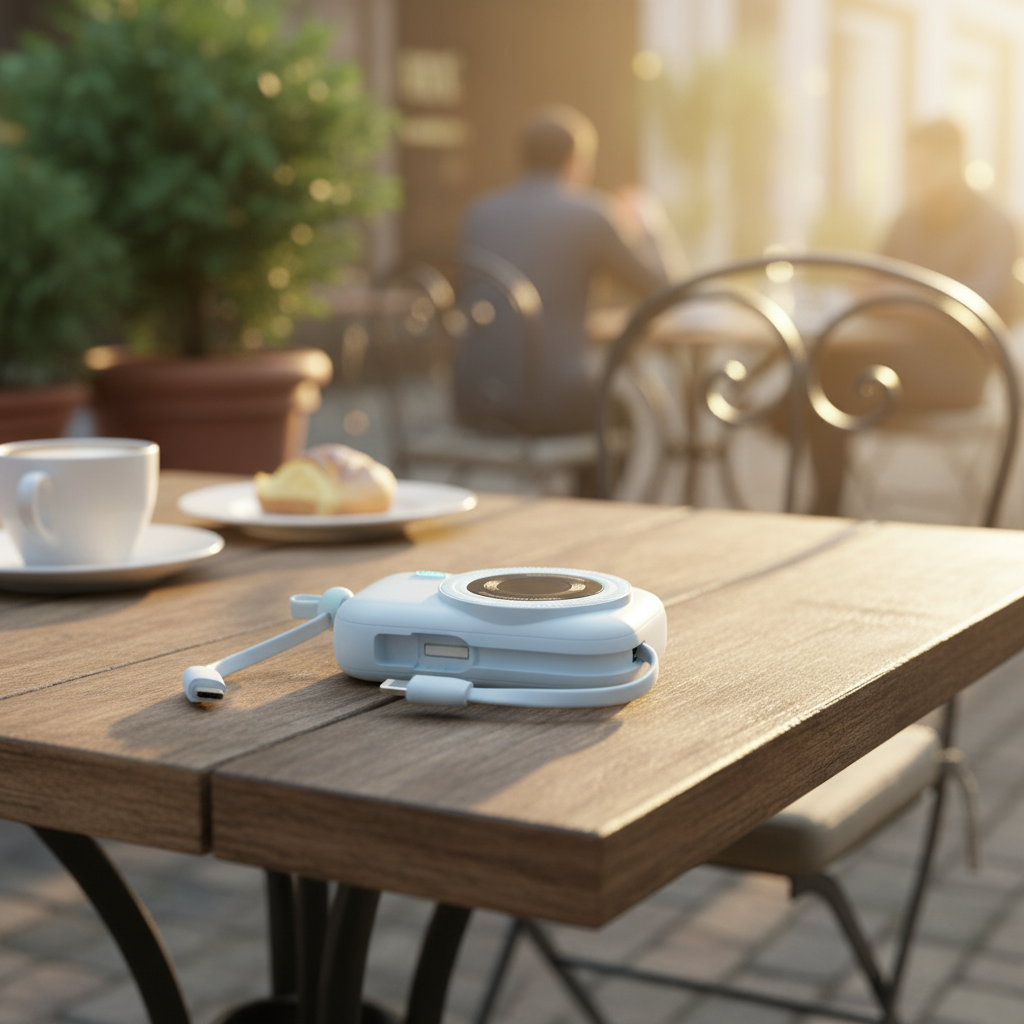 LZEL NanoFlex Nova – 10,000mAh Magnetic Power Bank with USB-C PD & Built-in Cable | Blue