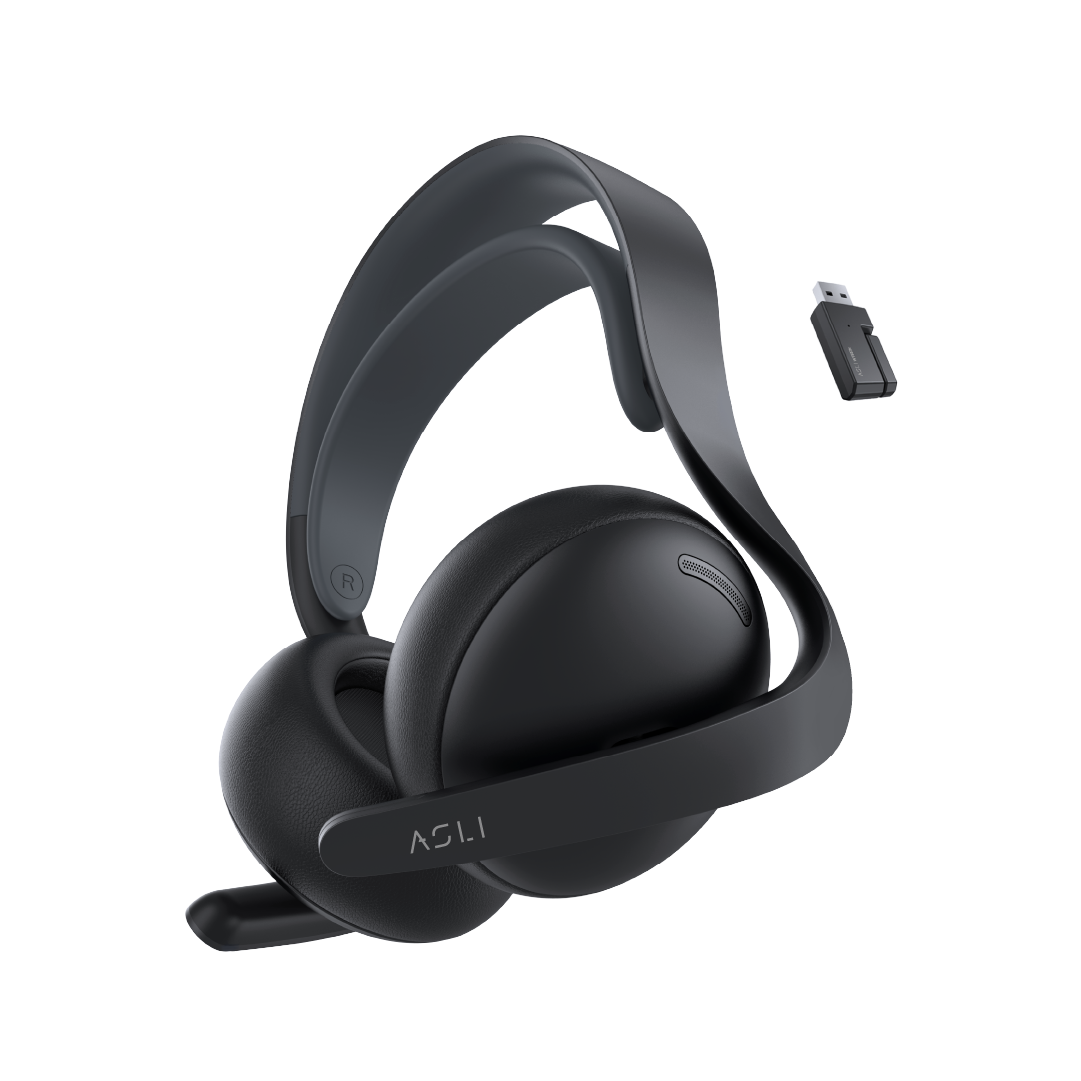 Asli Global Wavetune Series High-Performance 2.4G Wireless Tri-Mode Gaming Headset | Black