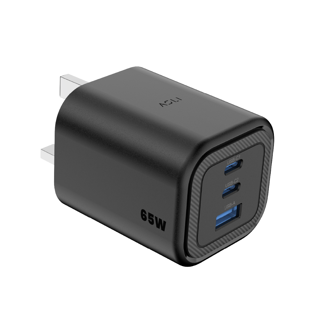 Asli  Global Maxcharge 65 Gan 3-Port Usb-A & Dual Usb-C Fast Charger | Black
