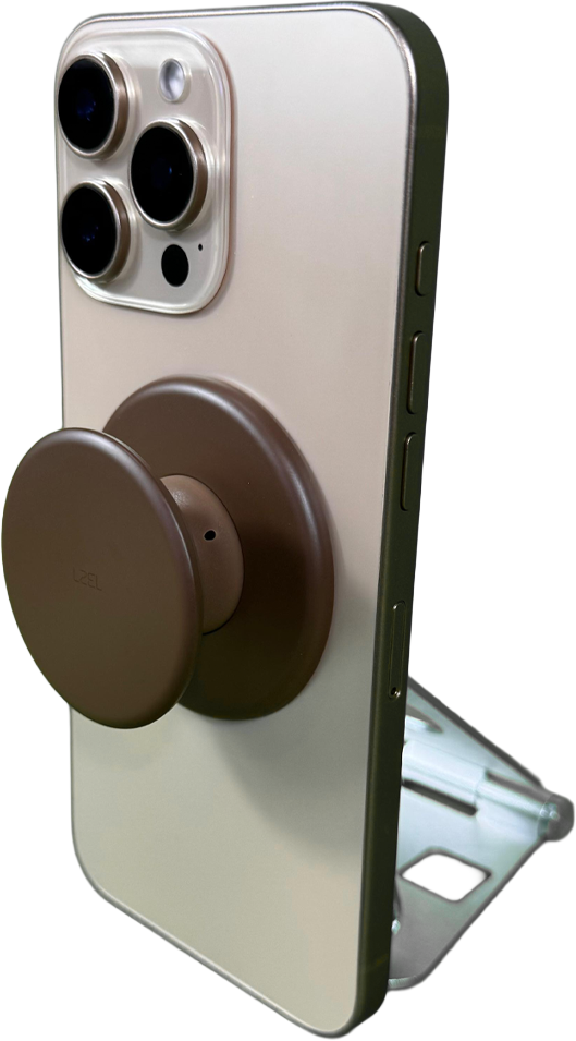 LZEL GripLoop Pop Series – Magnetic Finger Pop Holder & Stand | Brown