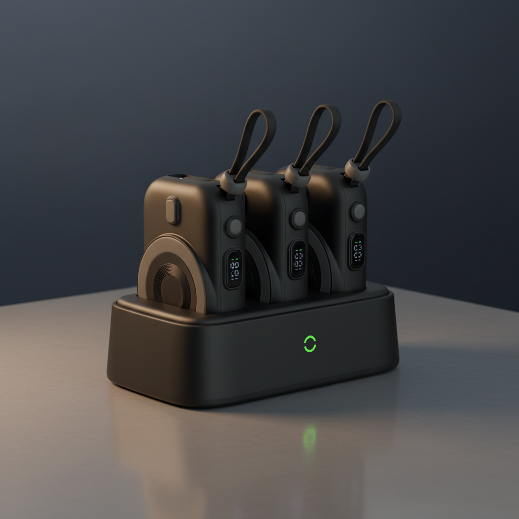 LZEL TrioEnergia Station - Trio 10,000mAh Wireless Power Bank & Charging Dock With Built-in Cable | Black