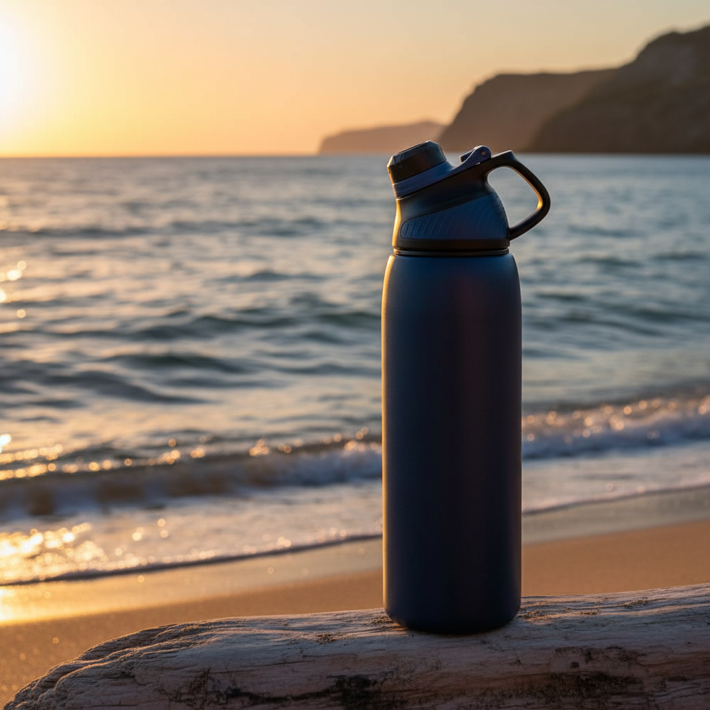 Asli Global 600ml Stainless Steel Metal Canteen for Travel Water Bottle | Blue