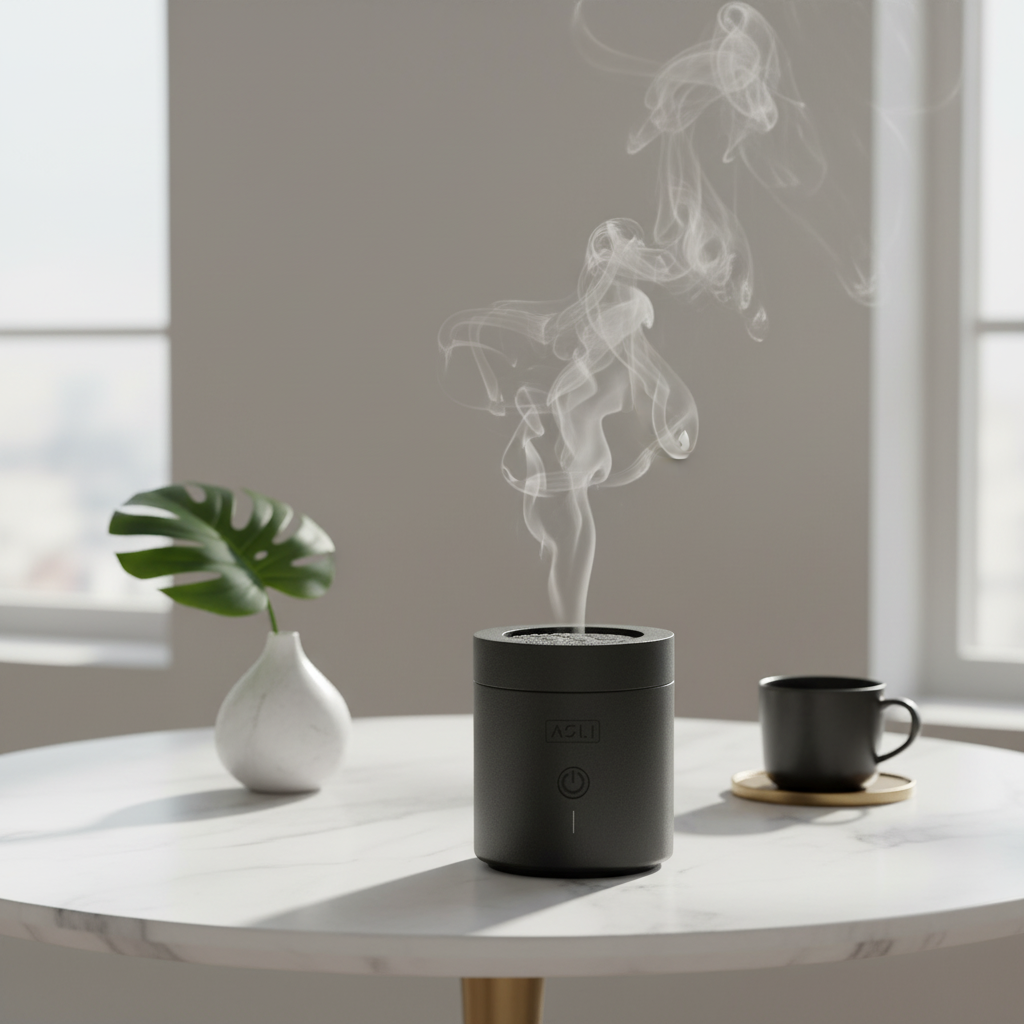 Asli Global Amberiq Essence Electric Incense Bakhoor Burner with Rotating Flip | Black