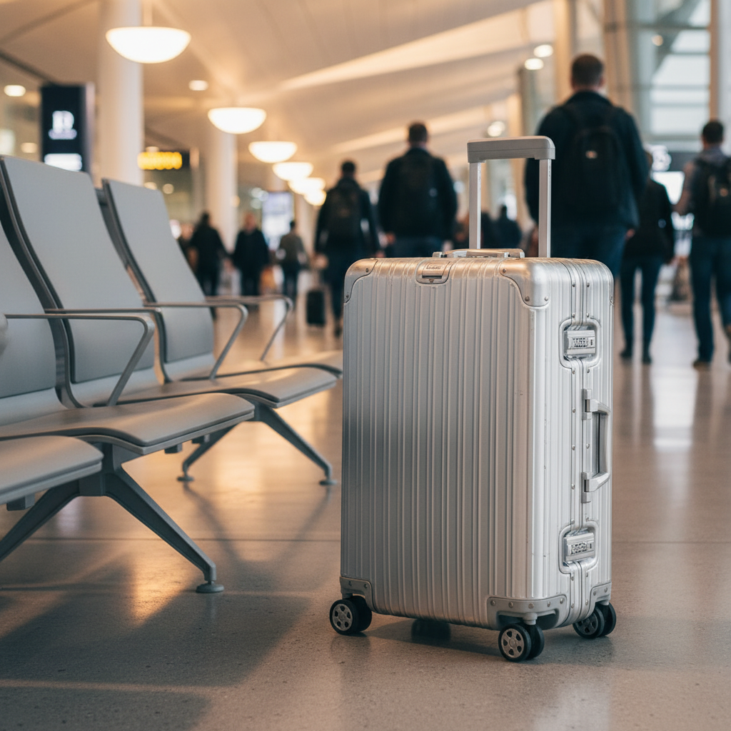 90 Percent Trolly Aluminum Suitcase 4 Wheels 20 Inch | Silver