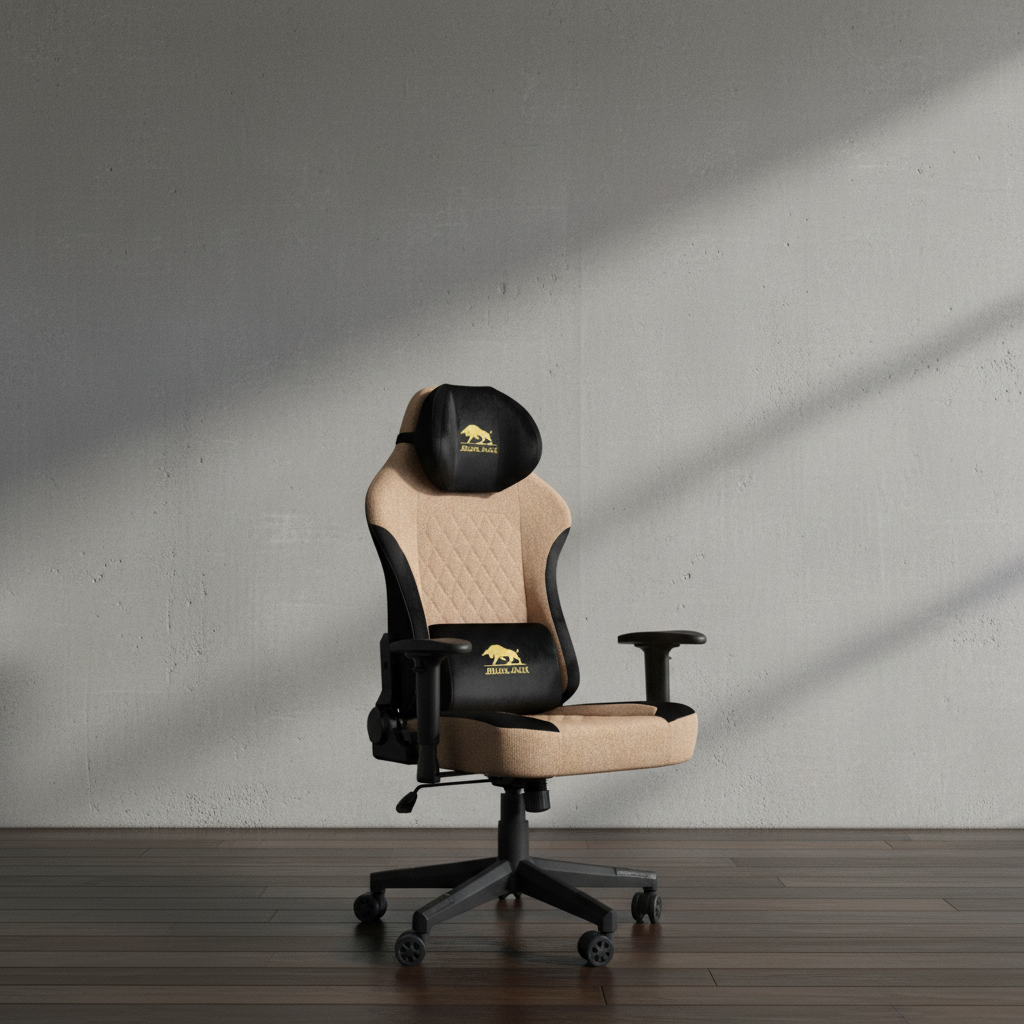Black Bull Gaming Chair With Molded Headrest Up & Down - Fabric | Black/Brown