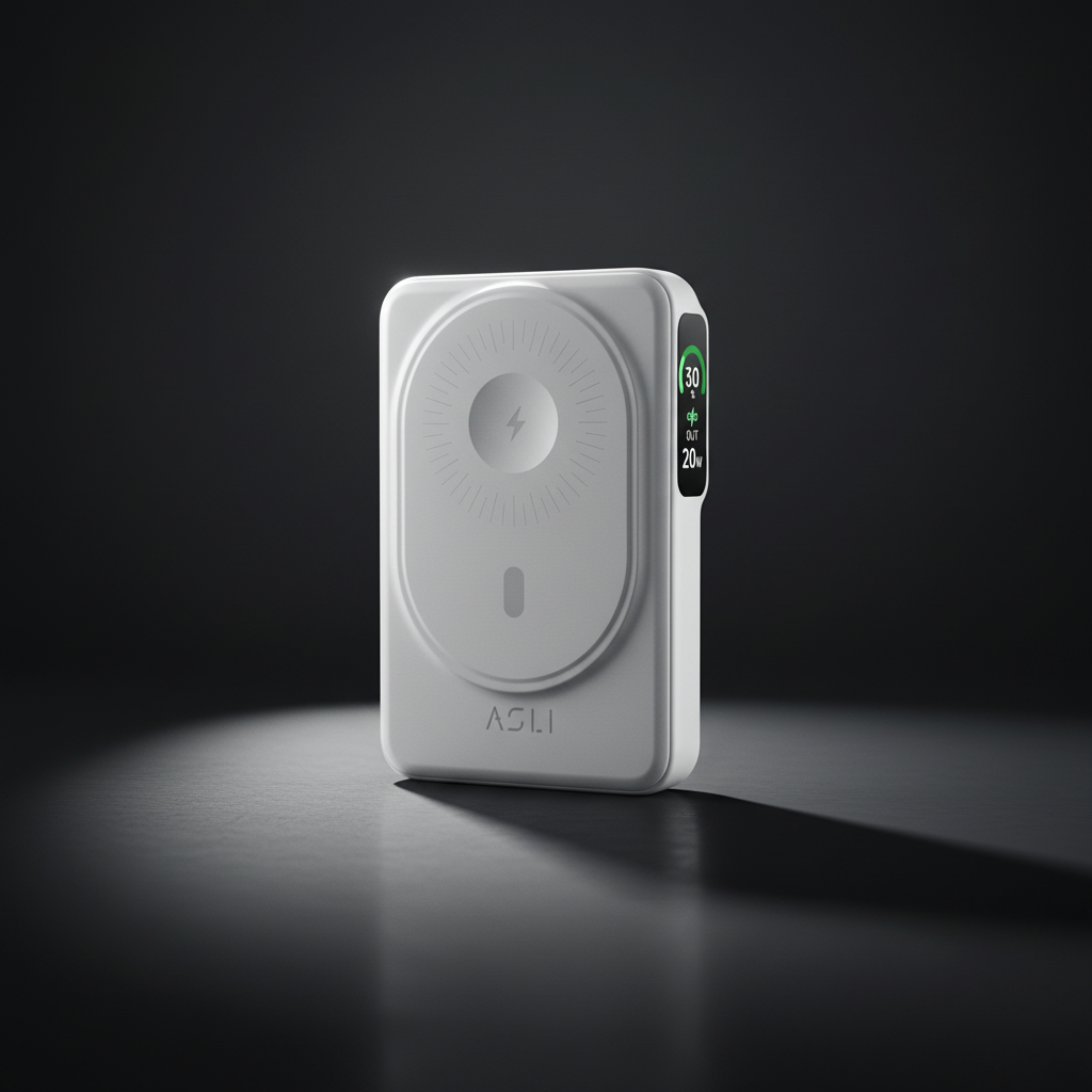 بطارية متنقلة Magcrest Hub من أسلي جلوبال 6 في 1 لاسلكي 10000 مللي أمبير بتقنية PD | أبيض