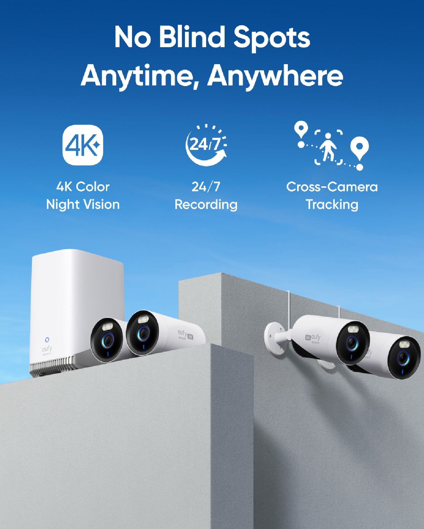 كاميرا مراقبة ذكية E330 (احترافية) بـ 4 كاميرات بدقة 4K من Eufy | أبيض