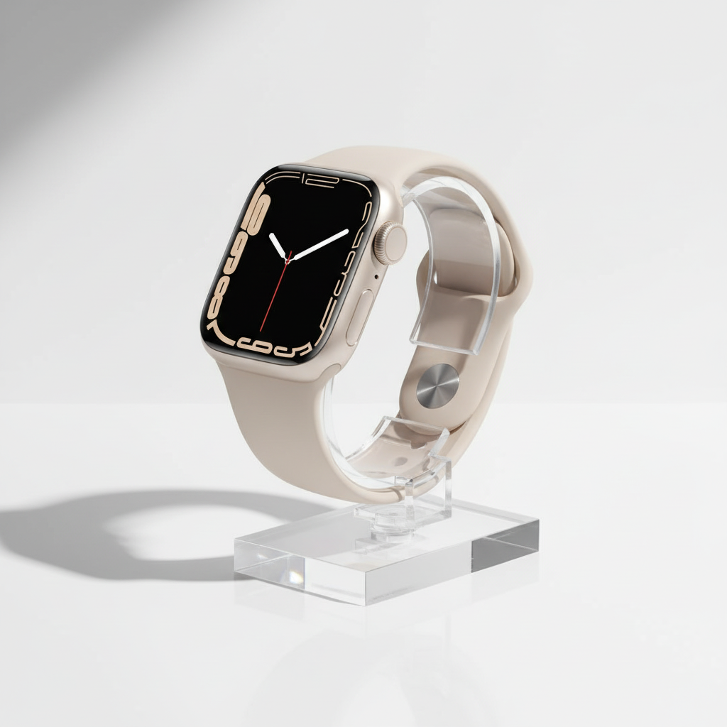 ساعة Apple Watch Series 7 (GPS) مقاس 45 مم – هيكل ألومنيوم ستارلايت مع سوار رياضي ستارلايت