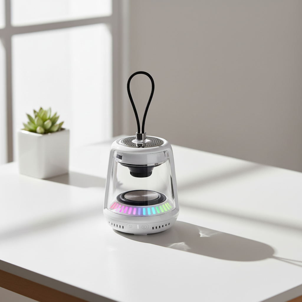 LZEL Aquilasonus Lamp Compact Waterproof Bluetooth Speaker With Dynamic RGB Lights | White