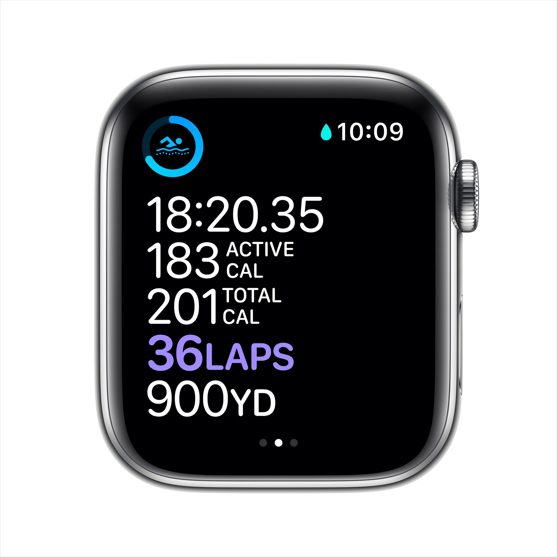 ساعة Apple Watch Series 6 GPS + Cellular مقاس 44mm بإطار من الفولاذ المقاوم للصدأ لون Silver وسوار Sport Band | اللون الأبيض – المقاس العادي.
