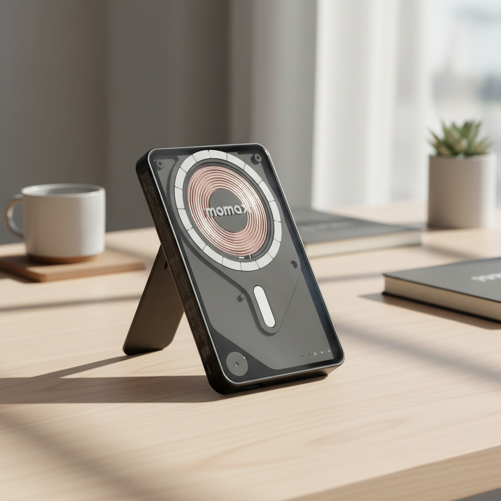 بطارية متنقلة MOMAX Power X Pro لاسلكية مغناطيسية – 5000mAh | أسود