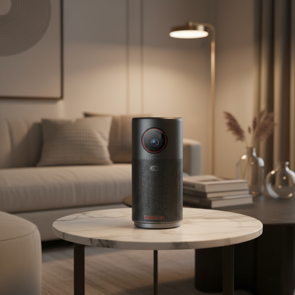 بروجيكتور نيوبولا كابسول إير | جهاز عرض ميني ذكي بدقة 720p HD مع Google TV ولوحة تحكم باللمس شفافة وبلوتوث | أسود