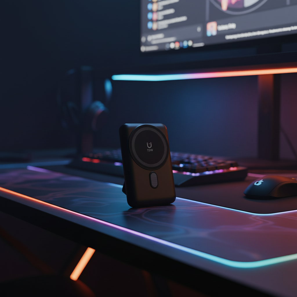 بطارية متنقلة مغناطيسية MagNexus Wave من ليزل بسعة 5000 مللي أمبير بشحن لاسلكي 15 واط | أسود