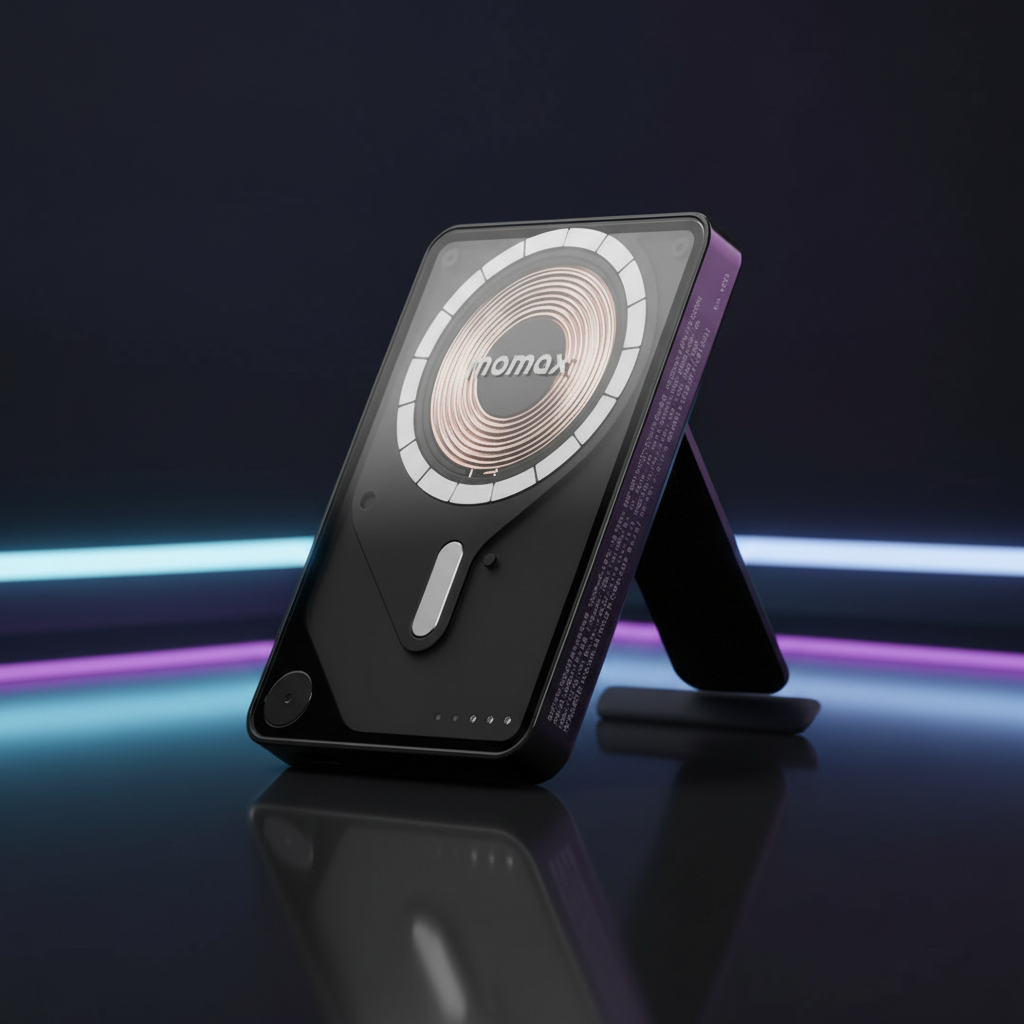 بطارية متنقلة MOMAX Power X Pro لاسلكية مغناطيسية – 5000mAh | أسود