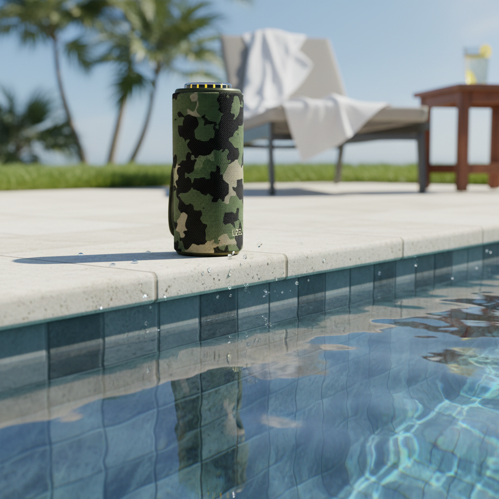 LZEL Aquilasonus Elite Waterproof Portable Bluetooth Speaker With Vibe Lights | camouflage