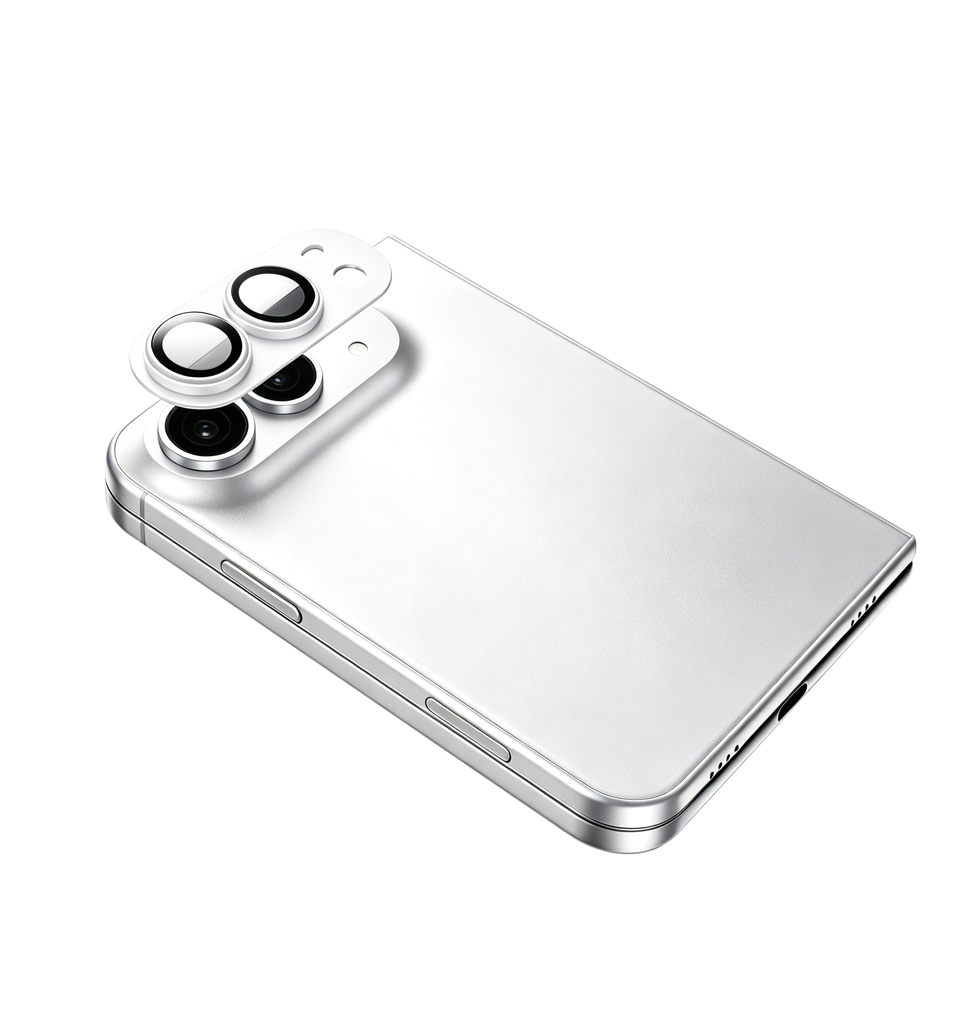 aslitec DUO ARMOR Integrated Camera Lens Protector with Premium Tempered Glass for iPhone Duo | Silver