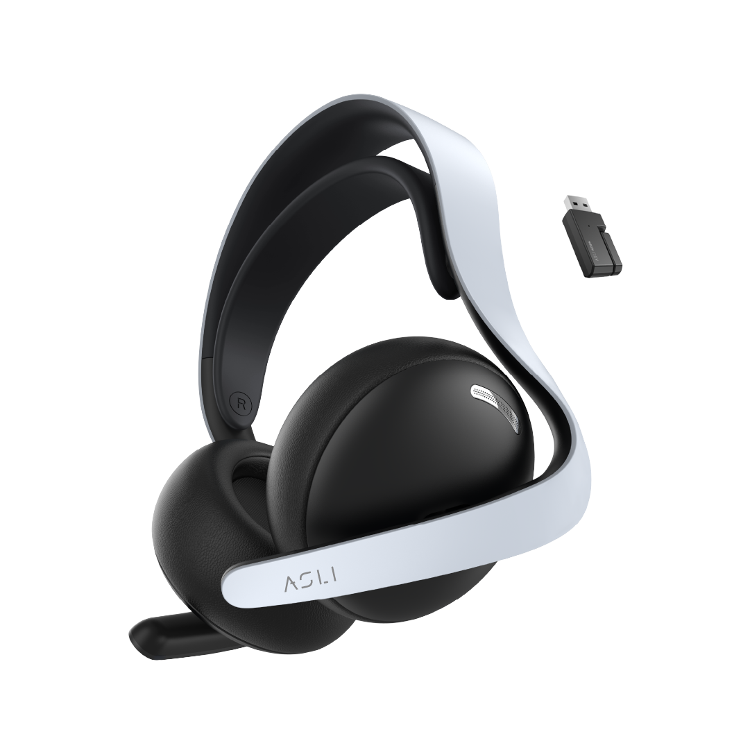 Asli Global Wavetune Series High-Performance 2.4G Wireless Tri-Mode Gaming Headset | White