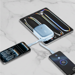 90 Percent Primflux Mini 22.5W Dual Built-In Cables Power Bank Powerdelivery Qc 3.0 | Usb-C & Lightning | Blue