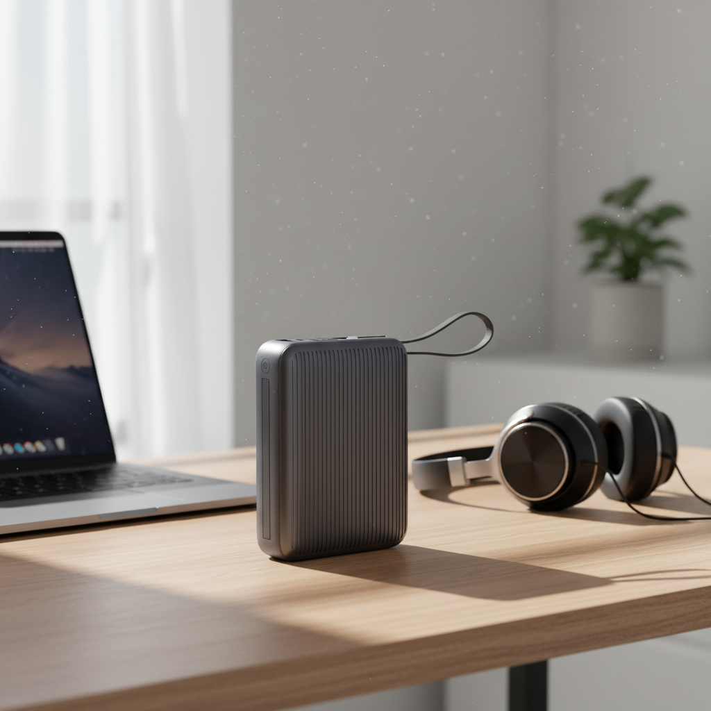 LZEL Neurode Sync - 20,000mAh PD Mini Power Bank 22.5W with Built-in Cable | Black