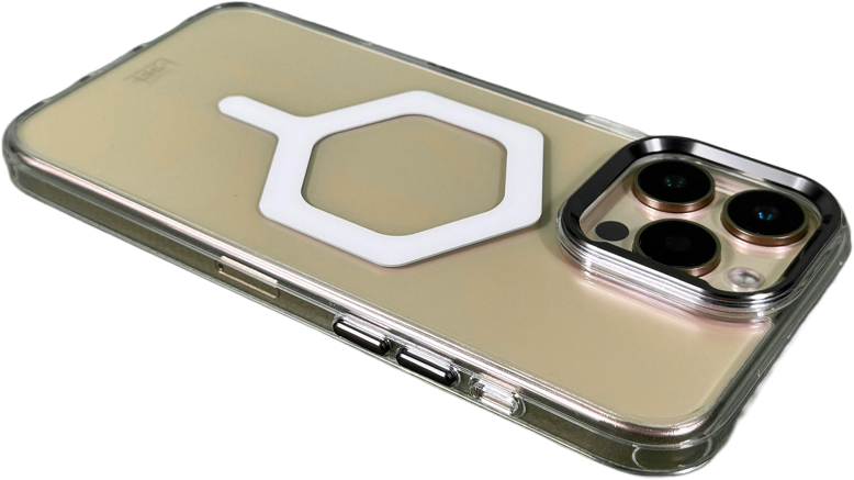 كڤر حماية بتصميم سداسي من ليزل لهاتف iPhone 16 Pro Max شفاف
