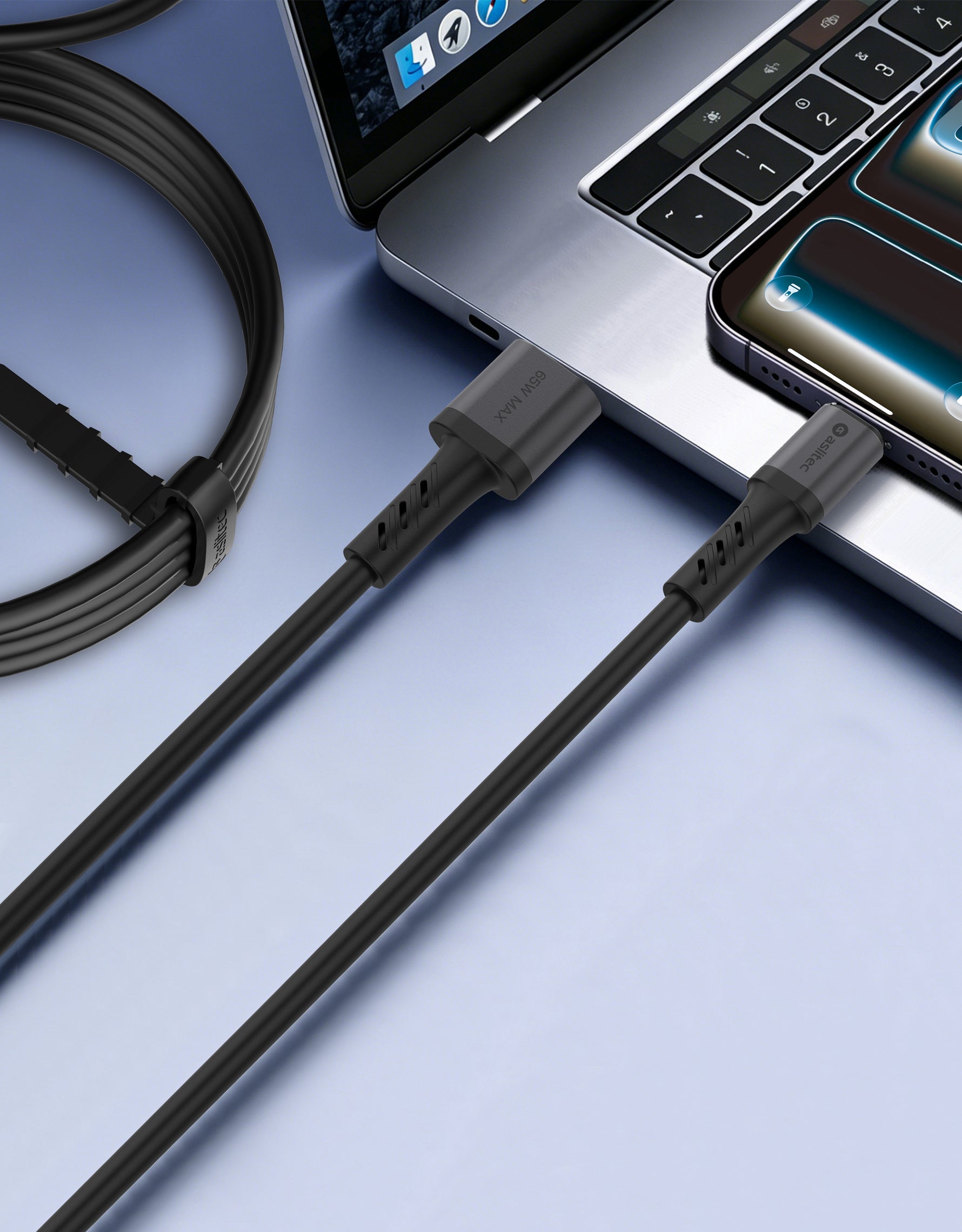 كيبل Aslitec GRAPHENEX  للشحن السريع ونقل البيانات بقدرة 65 واط – USB-A إلى USB-C