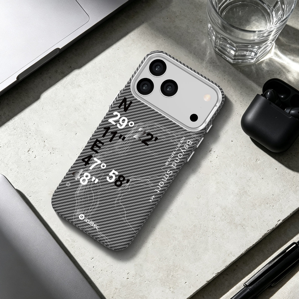 aslitec Geomag Armor Metal Accents Magsafe Case Wit Coordinates Design Case For iPhone 18 Pro