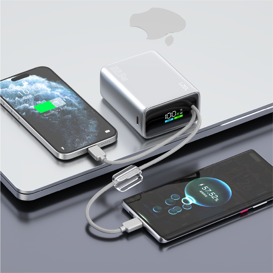 LZEL Neurovolt 15K Pd22.5W Mini Power Bank Pd3.0 & Qc3.0 | Usb-C Cable & Lightning Cable | Silver