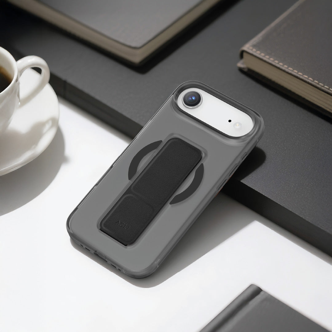 Asli Global MagTrox Gravitas MagSafe Leather Grip Case for iPhone Air | Black