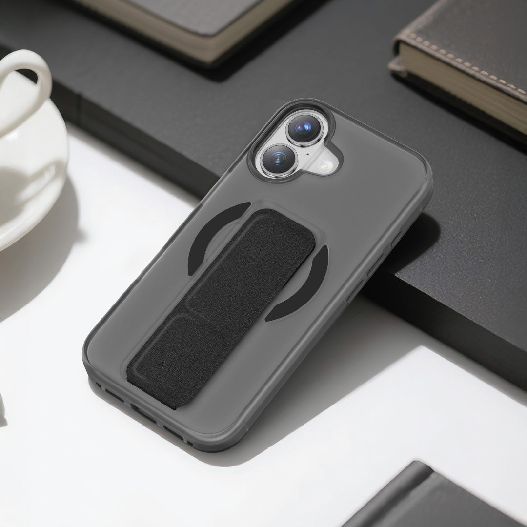 Asli Global MagTrox Gravitas MagSafe Leather Grip Case for iPhone 17 | Black