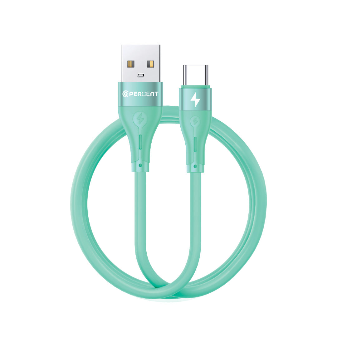 90 Percent Voltline 90 Series USB-A to Type-C Silicone Cable 1M| Light Green