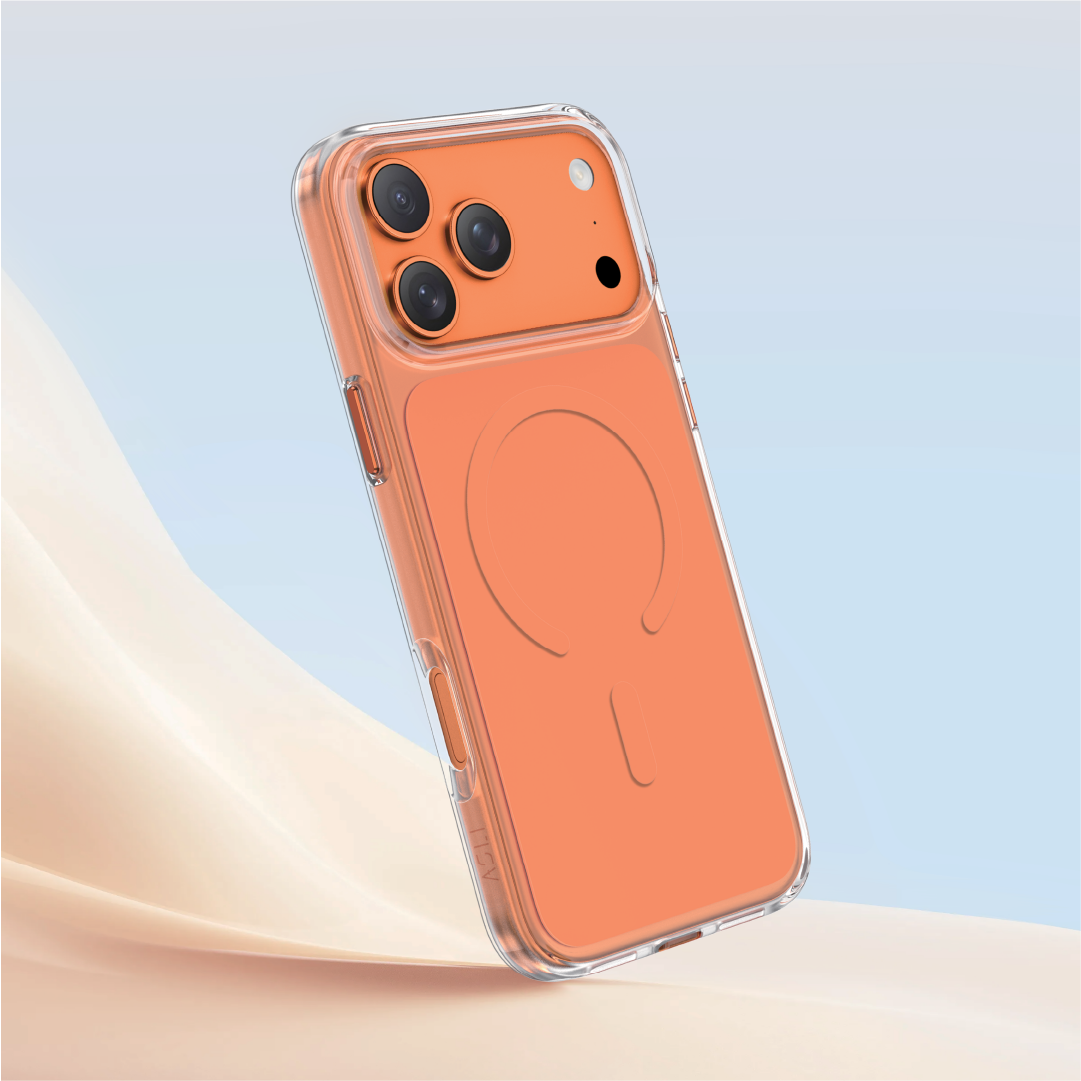 Asli Global Magtrox Neo Scratch-Resistant Transparent Magsafe Case For IPhone 17 Pro | Orange