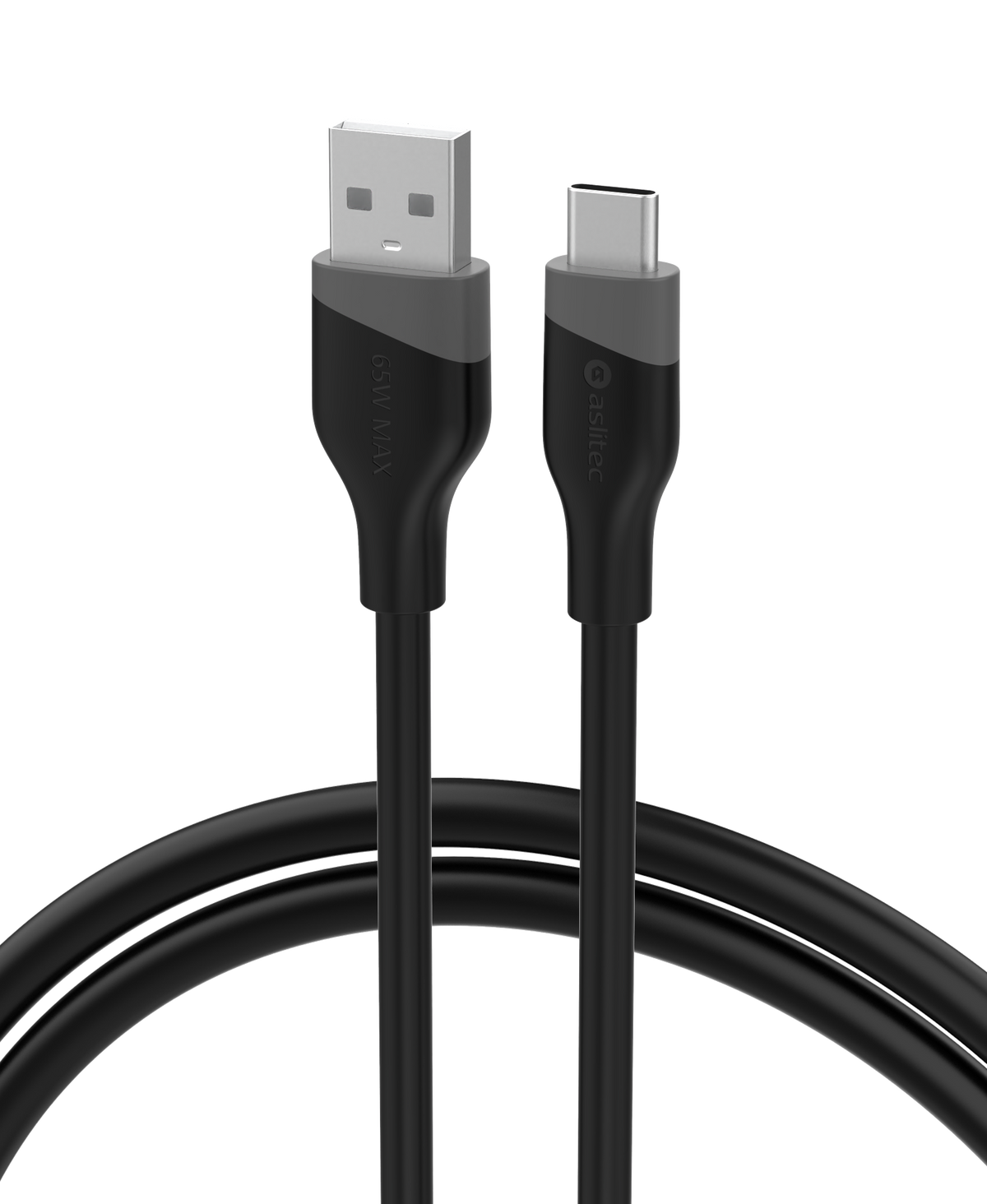 كابل aslitec SILICORECHARGE للشحن السريع ونقل البيانات بقدرة 65 واط – من USB-A إلى USB-C
