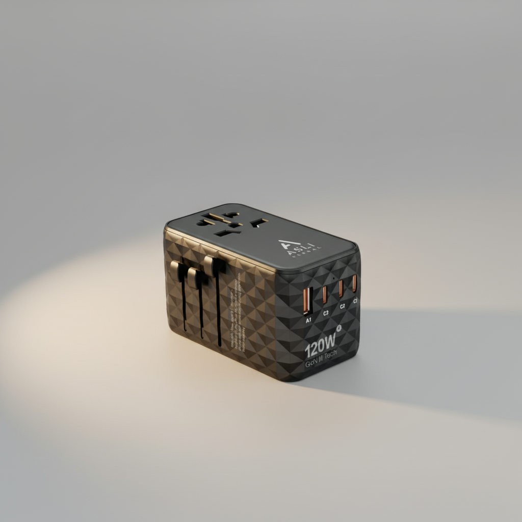 Asli Global GaN Pro Travel 120W Travel Adapter | Black