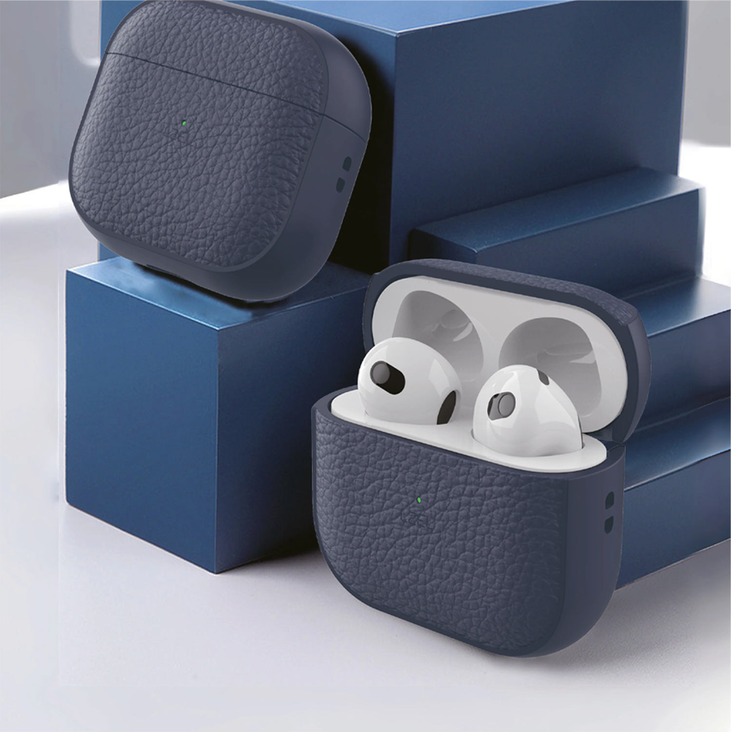 LZEL Airpods 4 Aurum Guard Premium TPU Leather Case | Blue