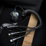 LZEL PulseCharge Pro3 50W Dual Port - USB C PD & USB A - Car Charger with Built in Cables