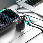 LZEL PulseCharge Max 80W 3-Port Car Charger – Dual USB-C PD & USB-A QC