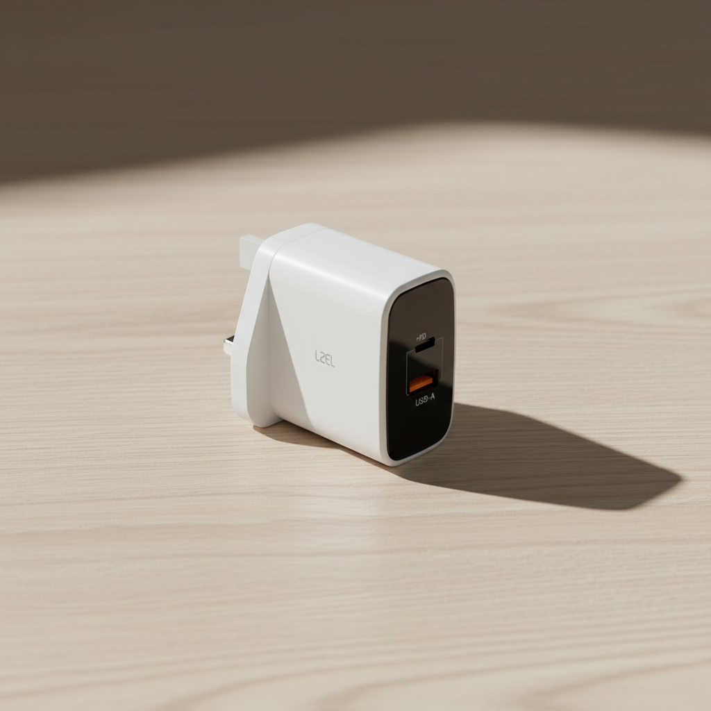 LZEL VoltixCharge 35W Dual Port USB-A USB-C GaN Wall Charger | White