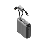 باور بانك من 90% percent بسعة 22.5 واط، مزود بكابلين مدمجين | Usb-C & Lightning | رمادي