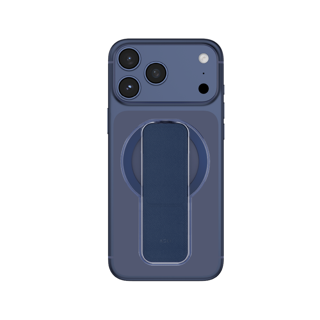 ASLI Magnetic Band Leather Grip & Foldable Stand 2-in-1 Functional Design | Blue