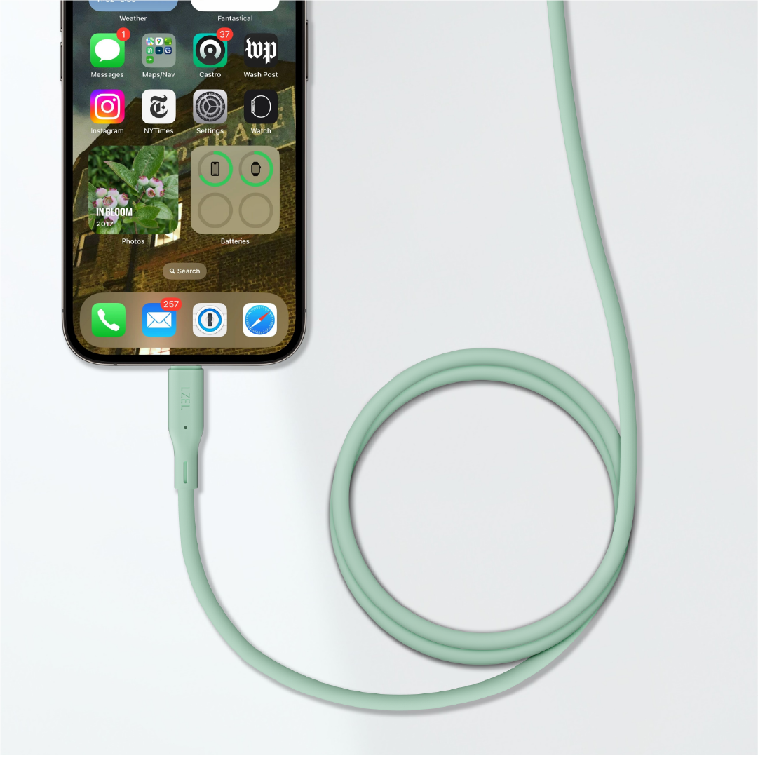 LZEL Celeris Silox CXL Soft Silicone USB-C to USB-C Cable, 480Mbps, 240W Max, 1m | Green